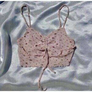 Princess Polly dusty rose rosette cropped ruffle tank